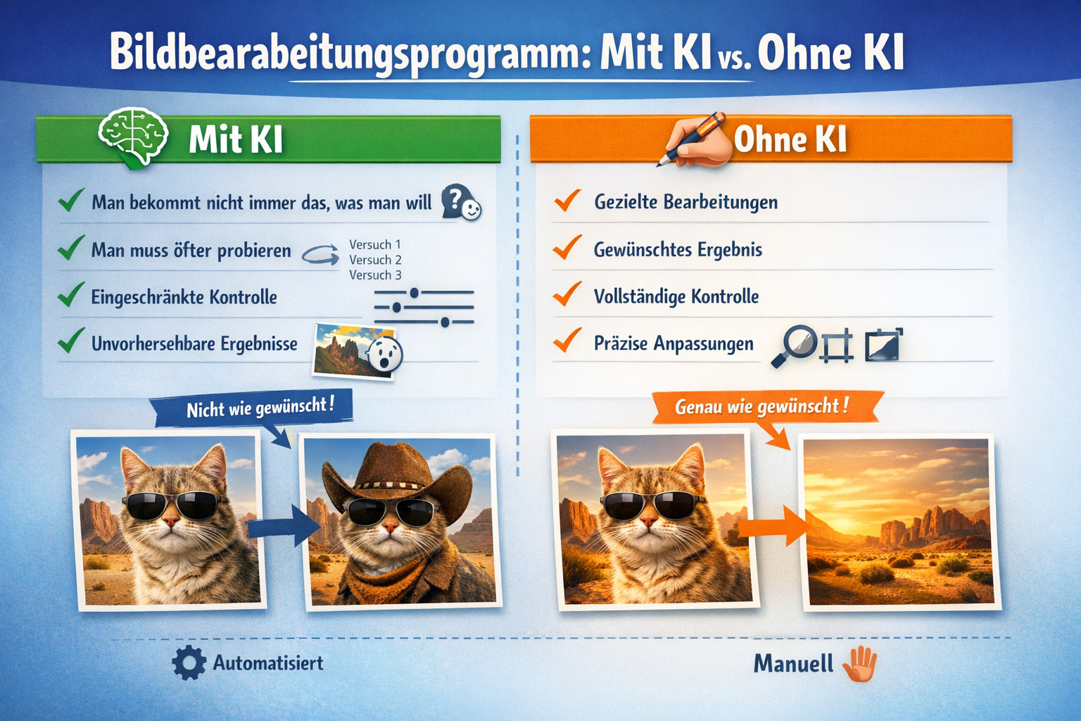 Bildbearbeitungsprogramm mit KI vs. ohne KI