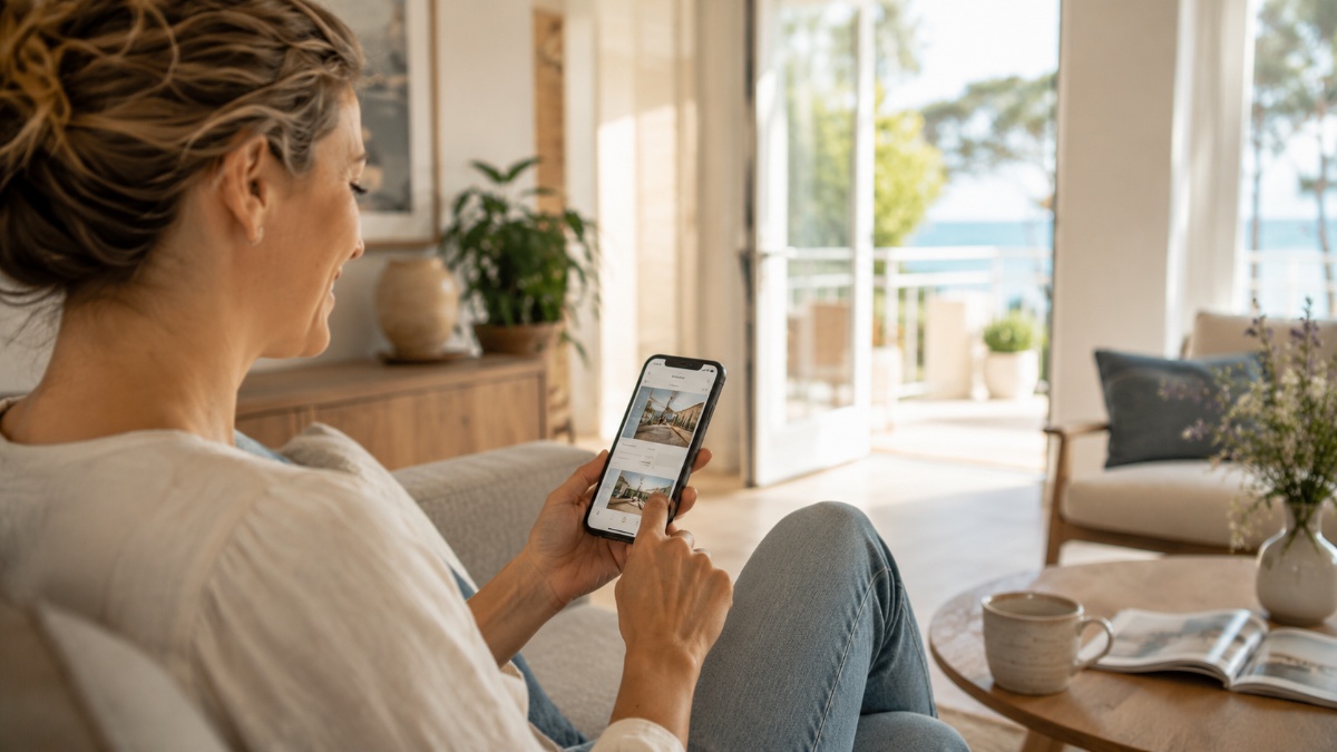 Mobile-optimierte Website für Ferienwohnungen auf dem Smartphone