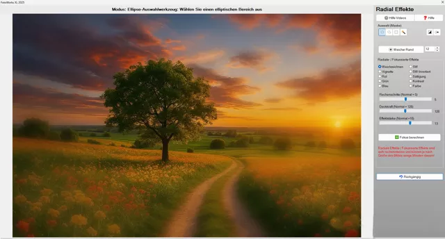 Anwendungsbeispiel Fotoprogramm mit Radial-Fokus-Effekt