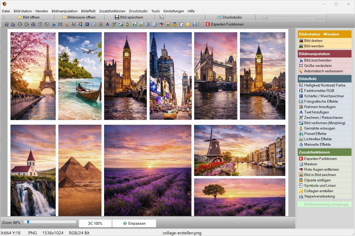 Collage mit dem Bildbearbeitungsprogramm FotoWorks XL 2