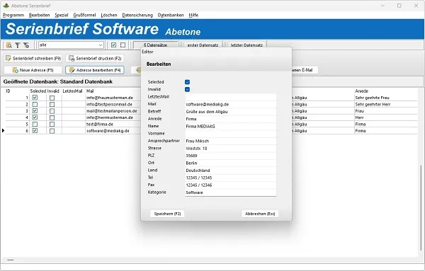 Serienbrief Software - Bearbeiten